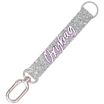 Klíčenka s karabinkou krátka Silver glitter