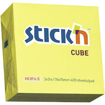 Samolepicí bloček Stick'n neon žlutý