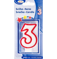 Svíčka číslo ''3'' 75mm