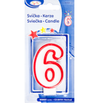 Svíčka číslo ''6'' 75mm
