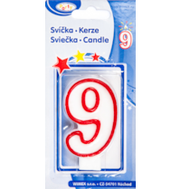 Svíčka číslo ''9'' 75mm