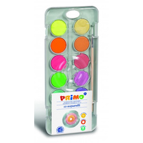 Vodové barvy Primo 12 barev fluo/metalické