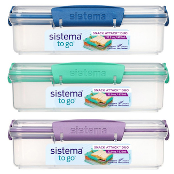 Box na svačinu 2 oddělené přihrádky 975ml Sistema® Lunch™ mix