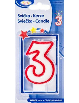 Svíčka číslo ''3'' 75mm