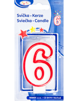 Svíčka číslo ''6'' 75mm